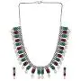 Efulgenz Boho Vintage Antique Ethnic Gypsy Indian Oxidized Silver Crystal Cubic Zirconia Bridal Necklace Earrings Jewelry Set