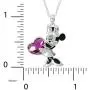 Disney Jewelry for Women and Girls, Sterling Silver Mickey or Minnie Mouse Holding a Crystal Heart on 18'' Necklace