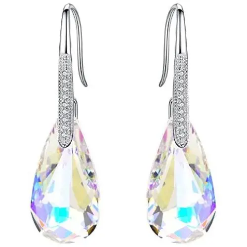 EleQueen 925 Sterling Silver CZ Teardrop Hook Dangle Earrings Made with Swarovski Crystals EleQueen 925 Sterling Silver CZ Teardrop Hook Dangle Earrings Made with Swarovski Crystals