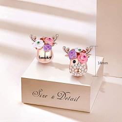 FOREVER QUEEN Deer Bead Elk Head Charms fit for Pandora Bracelets 925 Sterling Silver with Cubic Zirconia Jewelry