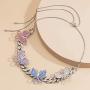 Ingemark Bling Colorful Butterfly Necklace Hip Hop Cuban Chain Link Necklace for Women Girls Sweet Cute Jewelry