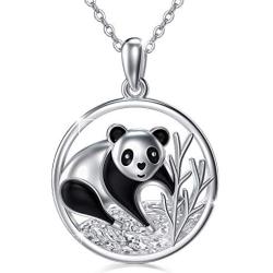 Waysles Panda Necklace 925 Sterling Silver Cute Animal Pendant Necklace Jewelry Gifts for Women Daughter Panda Lovers
