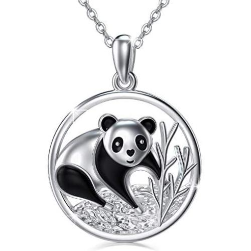 Waysles Panda Necklace 925 Sterling Silver Cute Animal Pendant Necklace Jewelry Gifts for Women Daughter Panda Lovers