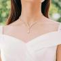 Yikisdy Bride Wedding Necklace Earrings Set Silver Crystal Jewelry Sets Bridal Neck Chain Jewelry Rhinestone Pendant Necklace Accessories Gifts for Women and Girls (Set of 3, 1 necklace and 2 earrings)