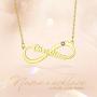 Custom4U Personalized Infinity Necklace with 1-4 Names - Custom 18K Gold Plated 925 Sterling Silver/Stainless Steel Birthstone Necklace Eternal Infinity Symbol Jewelry for Women Girls