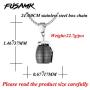 Fusamk Hip Hop Stainless Steel Grenade Pendant Charm Necklace with 24'' Box Chain