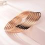 Amanda silver Stainless Steel Rose Gold Bangle Bracelets Set for Women, Set of 7, 8.50 Inches