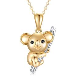 SISGEM 14K Solid Gold Koala Necklace Koala Pendant for Women,Simple Cute Style Koala Bear Necklace Birthday Gifts Jewelry for Boy & Girls (Yellow, 14K-Gold)