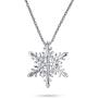 Holiday Party Frozen Winter Christmas Crystal White Snowflake Pendant Necklace Earring Jewelry Set for Women for Teen Silver Plated