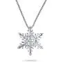 Holiday Party Frozen Winter Christmas Crystal White Snowflake Pendant Necklace Earring Jewelry Set for Women for Teen Silver Plated