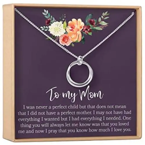 Dear Ava Mom Gift Necklace: Mother Daughter Jewelry, Thank You Mom, 2 Linked Circles Dear Ava Mom Gift Necklace: Mother Daughter Jewelry, Thank You Mom, 2 Linked Circles