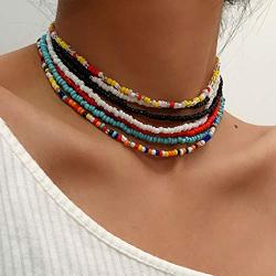 Edary Boho Choker Necklace Multicolor Layered Necklaces Multi Layer Chokers Jewelry for Women(Set of 7)