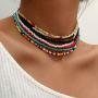 Edary Boho Choker Necklace Multicolor Layered Necklaces Multi Layer Chokers Jewelry for Women(Set of 7)