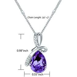 TENGYUE 14K Silver Teardrop Crystals Pendant -Dainty Necklaces for Women- Simple Necklace Gifts for Women/Mother,16''+2''