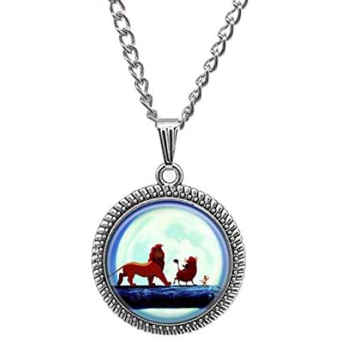Handmade Lion Necklace Movie Pictures Pendant Glass Round Christmas Jewelry Necklace Gift