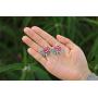 RareLove Christmas Red Poinsettia Flower Piercing Dangle Earrings Silver Plated Alloy Holiday Jewelry For Women Girls