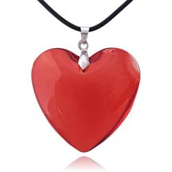 Large Red Glass Heart Necklace