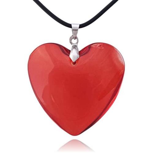 Large Red Glass Heart Necklace
