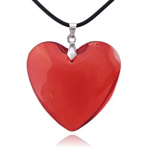Large Red Glass Heart Necklace Large Red Glass Heart Necklace