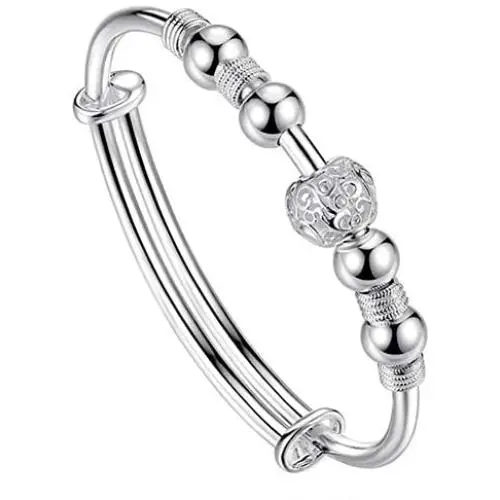 smallwoodi Bangle Bracelet, Hollow Bead Charm Bracelet Bangle Fashion Women Adjustable Party Womens 925 Sterling Similar Silver beads Jewelry Christmas Gift for Men for Women Silver smallwoodi Bangle Bracelet, Hollow Bead Charm Bracelet Bangle Fashion Women Adjustable Party Womens 925 Sterling Similar Silver beads Jewelry Christmas Gift for Men for Women Silver