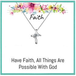 Onepurposegifts Christian Faith Cross Necklace for Women and Girls Christian gifts, First Communion, Confirmation, Baptism