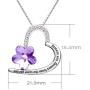 ALOV Jewelry Sterling Silver''Sisters are flowers from the same garden'' Love Heart Purple Crystal Cubic Zirconia Pendant Necklace
