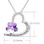 ALOV Jewelry Sterling Silver''Sisters are flowers from the same garden'' Love Heart Purple Crystal Cubic Zirconia Pendant Necklace