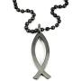 FORGIVEN JEWELRY Jesus Fish Large Ichthus GunmetalColor Finish Necklace