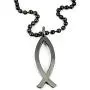 FORGIVEN JEWELRY Jesus Fish Large Ichthus GunmetalColor Finish Necklace