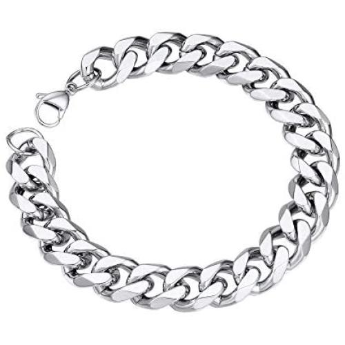 ChainsPro Men Cuban Link Bracelet Chain, 3/6/9/12 mm Width, 19/21CM Length, 18K Gold Plated/316L Stainless Steel/Black-with Gift Box