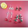 Christmas Earrings Set for Women Jingle Bell Gift Bow Red Bow Holiday Party Drop Earrings Set Festival Jewelry