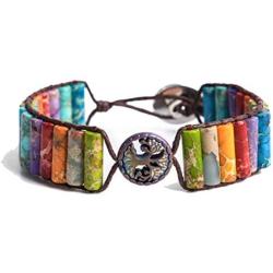YGLINE Friendship Weave Yoga Bracelets Handmade Bracelets for Women Girls Adjustable Boho Woven Bracelet Gemstone Bohemian Bracelet Nature Stone Bangle Bracelets