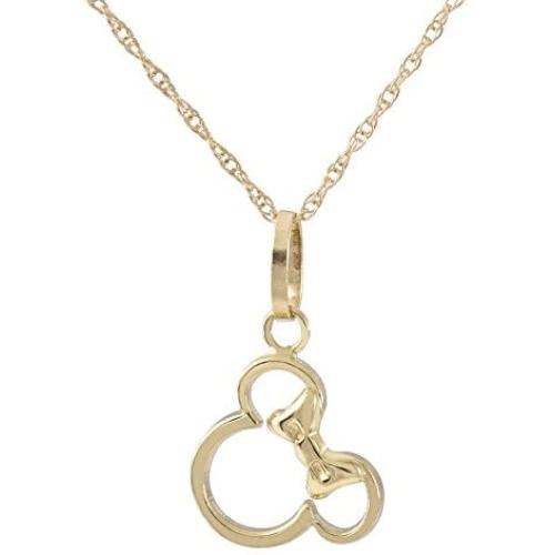 Disney Jewelry Mickey or Minnie Mouse 14K Yellow Gold Pendant Necklace, 18''