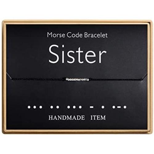 Sunique Sister Morse Code Bracelet Handmade Bead Adjustable String Bracelets Inspirational Jewelry for Women