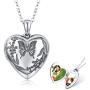 Locket Necklace That Holds Pictures 925 Sterling Silver Vintage Oxidized Butterfly Flower Photo Locket Heart Pendant Jewelry Gifts for Women Birthday Mothers Day