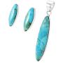 925 Sterling Silver Matching Pendant & Earrings Set Genuine Gemstones 20'' Necklace