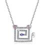 FOREVER QUEEN Secrets of Planet Triangle Pendant Necklace 925 Sterling Silver Sparkling 5A Cubic Zirconia Birthday Gift for Women Girls BJ09119
