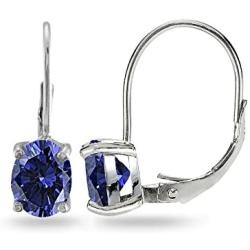 Sterling Silver Genuine, Created or Simulated Gemstone 8x6mm Oval Leverback Earrings