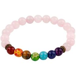 SUNYIK 8mm Round Stone Bracelet for Unisex, Healing Crystal Reiki Stretch Wristband 7'' Strand