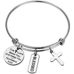 Religious Jewelry Christian Bracelet The Lord Bless You and Keep You - Numbers 6:24 Religious Jewelry Cross Bracelets for Women