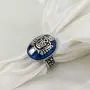 XCFS Antique Silver Plated Engraved Vampire Diaries Merchandise Band Ring Damon Salvatore Blue Stone Pattern Souvenir Daylight Mens Rings,Size6-12
