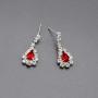 UDORA Silver Blue Red Teardrop Necklace Earrings Jewelry Set Wedding Party Prom