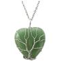 Top Plaza Natural Green Aventurine Healing Crystals Necklace Silver Tree of Life Wire Wrapped Heart Shape Stone Pendant for Womens Girls Ladies