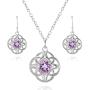 Sterling Silver Gemstone Cushion-Cut Celtic Knot Pendant Necklace and Dangle Earrings Set