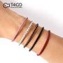 T400 Black Brown Red Pink White Bangle Charm Braided Bracelet Genuine Cowhide Leather Wristband for Unisex Women Men Beads Gift
