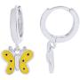 AFFY Jewelry Yellow Enamel Butterfly Drop Earrings In 925 Sterling Silver