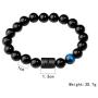 Twelve Constellations Zodiac Signs Beaded Bracelet 8mm Natural Black Onyx Stone Constellation Bracelet Horoscope Elastic Beaded Bracelets for Women Men Teens Girls Boys Friendship Jewelry Gift