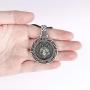 HAQUIL Wolf Necklace - Metal Alloy, Round Wolf Medallion Pendant - Leather Cord, 19.7''