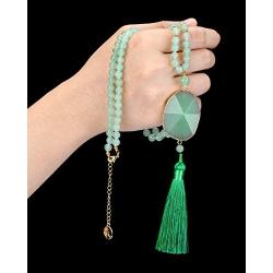 Top Plaza Reiki Healing Crystal Stone Pendant Necklace Long Tassel Beads Necklaces Gemstone Quartz Jewelry for Womens Girls