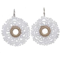 NOVICA Crochet Cotton Dangle Earrings with .925 Sterling Silver Hooks White Doily